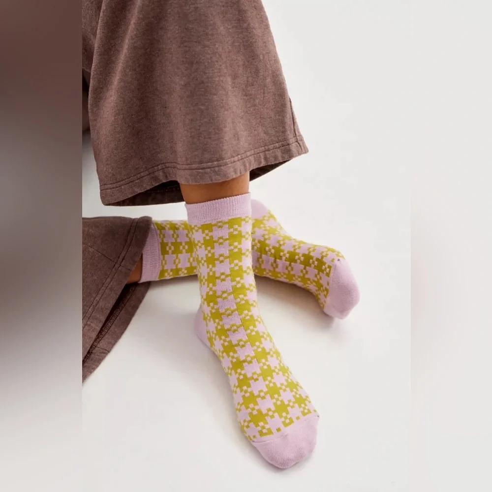 BAGGU Pink Pistachio Pixel Sock - Picture 2 of 4
